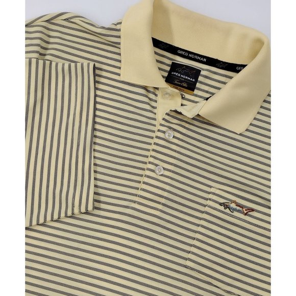 Greg Norman for Tasso Elba‎ Five Iron Yellow Stripe Shirt Large - Picture 1 of 7